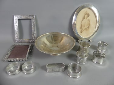 STERLING SILVER - NAPKIN RINGS, PICTURE FRAMES
