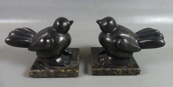 PAIR BRONZE BIRD BOOKENDS - F. BOTERO