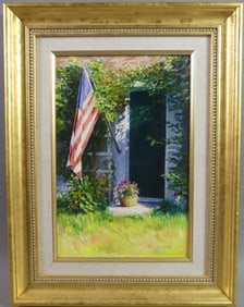 SUSAN A. HOLLIS PAINTING - DOORWAY & FLAG
