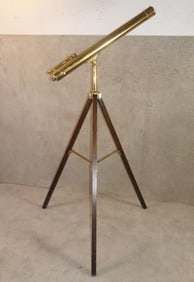 LARGE ENGLISH BRASS TELESCOPE ON TRIPOD