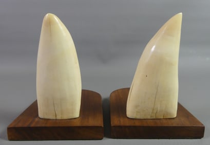 PAIR OF WHALE TOOTH BOOKENDS