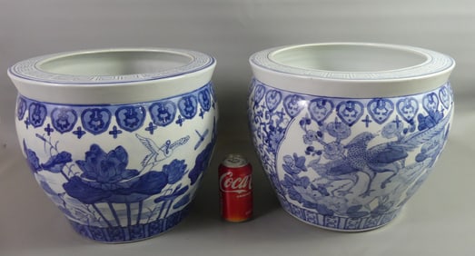 PAIR VINTAGE CHINESE LARGE PLANTERS
