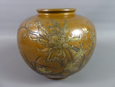 JAPANESE BRONZE INLAID VASE