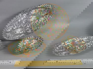 3 CHINESE ROSE MEDALLION ITEMS
