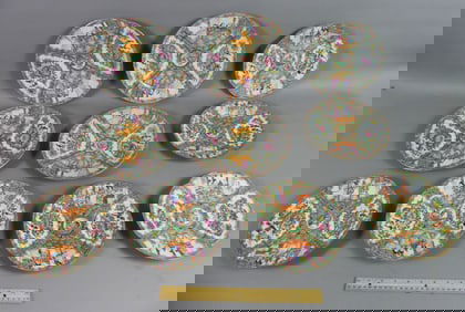 10 CHINESE ROSE MEDALLION PLATES