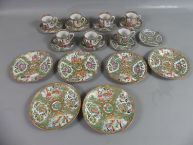 21 PCS ROSE MEDALLION CUPS & PLATES