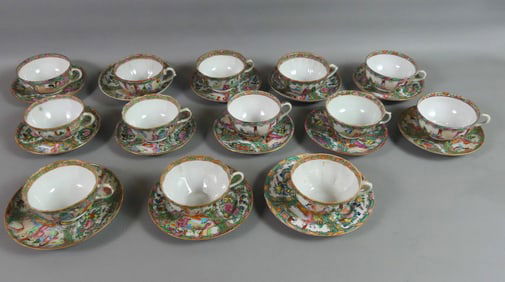 26 PCS. ROSE MEDALLION CUPS & SAUCERS