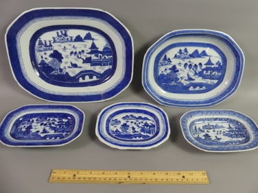 5 ANTIQUE CHINESE CANTON PLATTERS