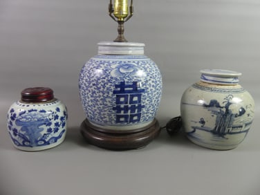 3 PCS CHINESE CANTON GINGER JARS