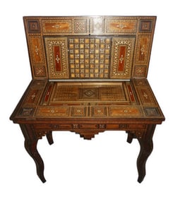 ANTIQUE INLAID MOROCCAN GAME TABLE