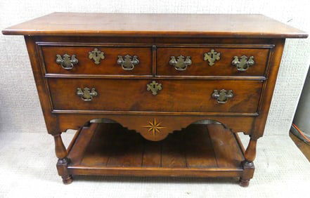 ANTIQUE WALNUT SERVER - INLAID STAR