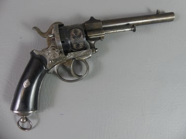 BELGIAN ENGRAVED PIN FIRE REVOLVER