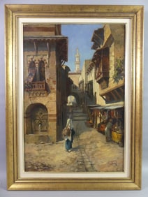 A. BASSI OIL PAINTING - EASTERN MARKET