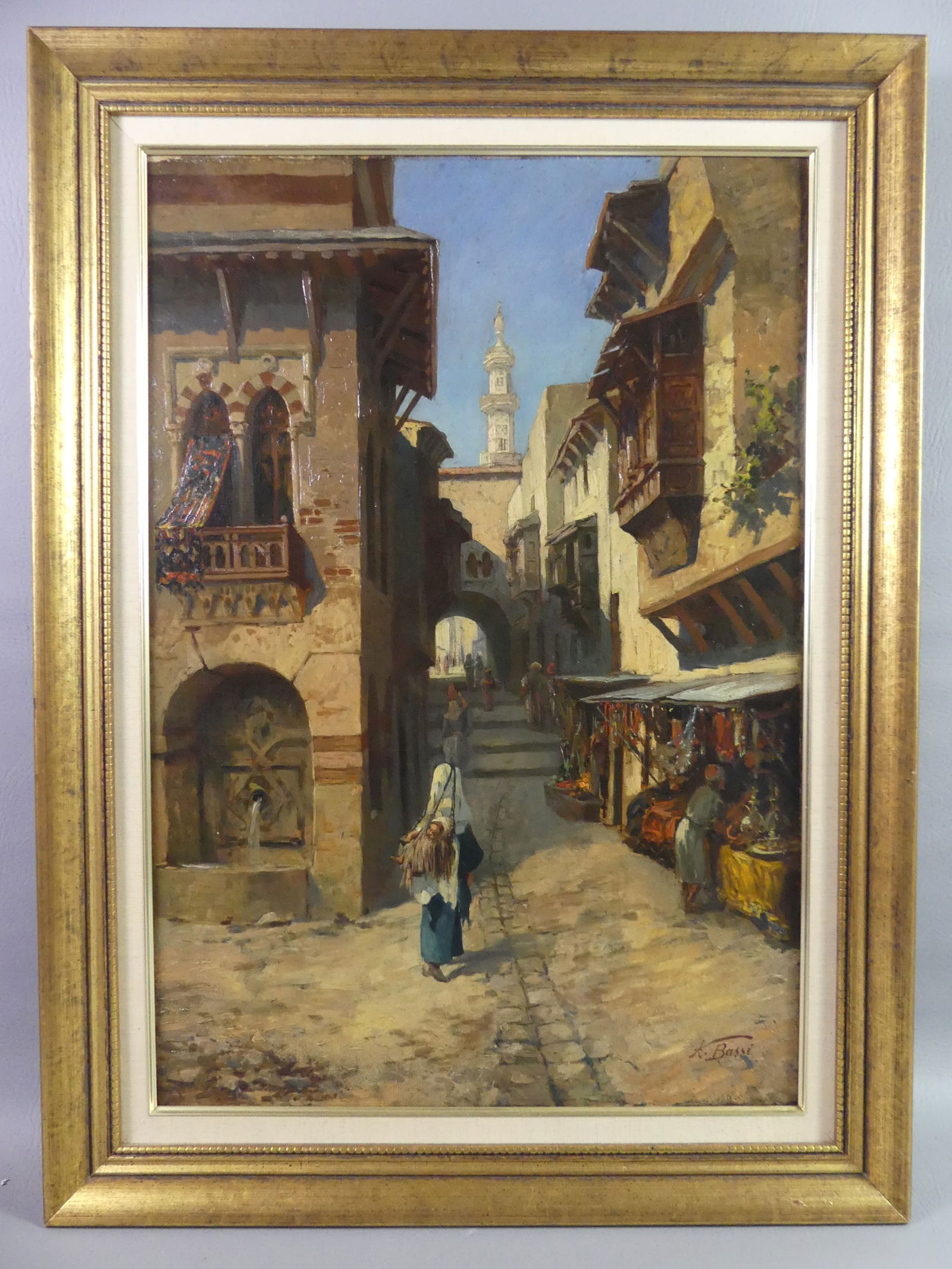 A. BASSI OIL PAINTING - EASTERN MARKET (1 of 4)