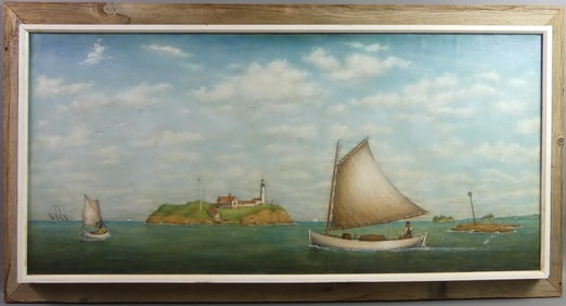 ALBERT BIGELOW PAINTING - NUBBLE LIGHT, MAINE SEASCAPE