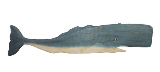 VINTAGE WOOD WHALE PLAQUE - 5 FT