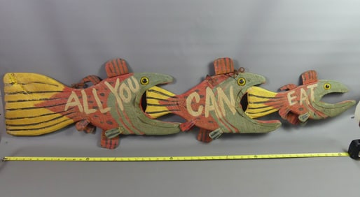 TRIPLE FISH TRADE SIGN - ALL YOU CAN EAT