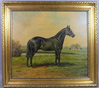OLD HORSE PORTRAIT SIGNED F. PEEL