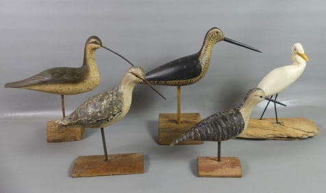 5 VINTAGE SHORE BIRDS - MONK, KIRKPATRICK, ETC