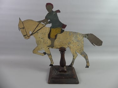 FOLK ART METAL MAN ON HORSEBACK