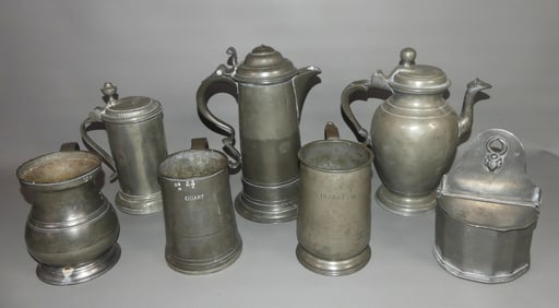 LOT ANTIQUE PEWTER & BOARDMAN FLAGON