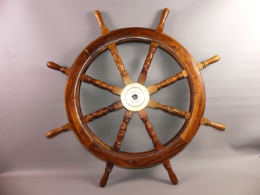 OLD WOOD SHIP'S WHEEL