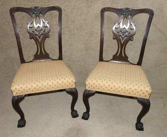 PAIR CHIPPENDALE MAHOGANY CHAIRS