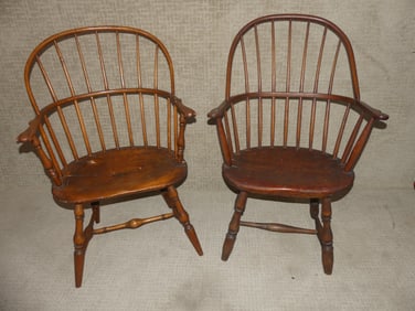 2 EARLY WINDSOR BOWBACK ARM CHAIRS
