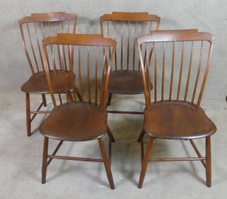 SET 4 ANTIQUE SPINDLE BACK CHAIRS