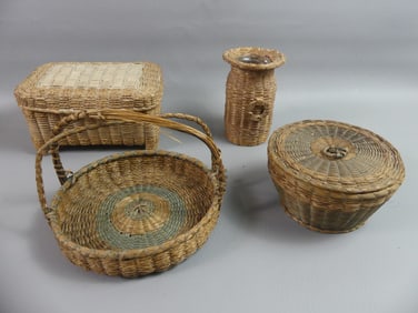 4 N.E. NATIVE AMERICAN WOVEN BASKETS