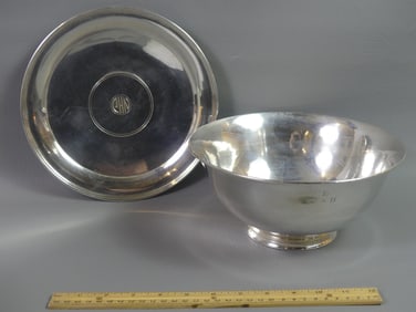 TIFFANY STERLING TRAY & A. STONE BOWL