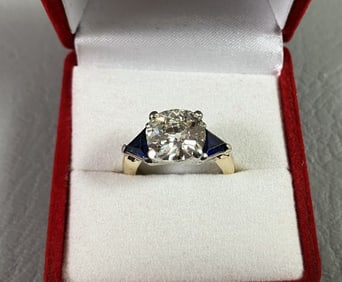 3.17 CT. DIAMOND & SAPPHIRE RING - GIA CERTIFIED