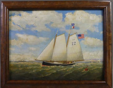 NEW YORK PILOT BOAT PAINTING - SIGNED HUGUET