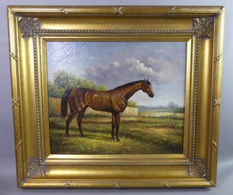 OIL PORTRAIT PAINTING OF A HORSE - SIGNED