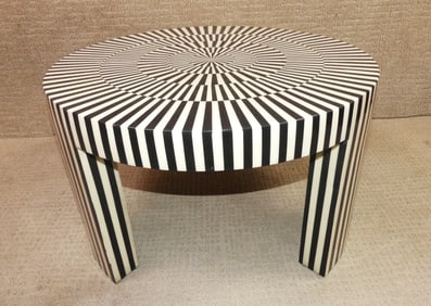 STRIPED MODERN OCCASIONAL TABLE - BONE