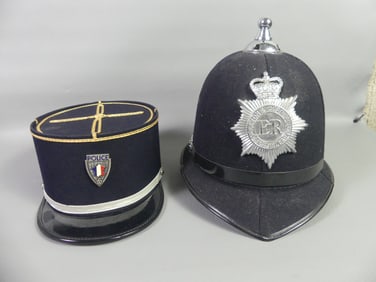 2 POLICE HATS - ENGLISH & FRENCH