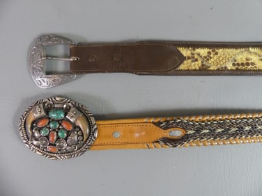 2 BELTS - VANDEVER NAVAJO BUCKLE & PYTHON
