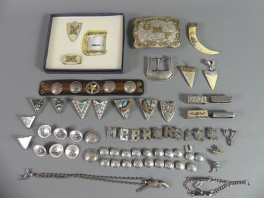 SILVER JEWELRY & BUCKLES; SHARK TEETH; ETC