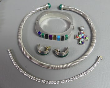 5 PIECES SILVER JEWELRY