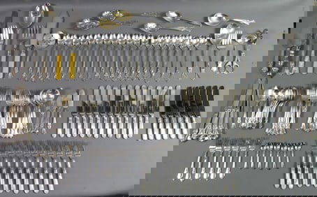 GROUP OF SILVER & PLATED FLATWARE