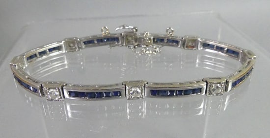 14K GOLD SAPPHIRE & DIAMOND BRACELET