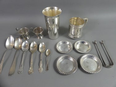 LOT STERLING CUPS & FLATWARE