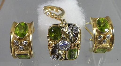 14K GOLD PENDANT & EARRINGS