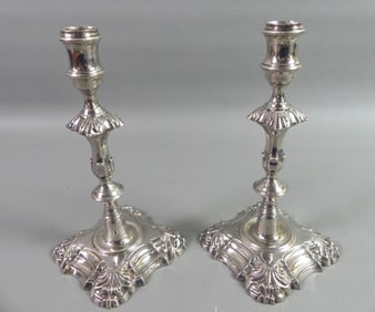 PAIR 1762 GEORGIAN CANDLESTICKS - COKER