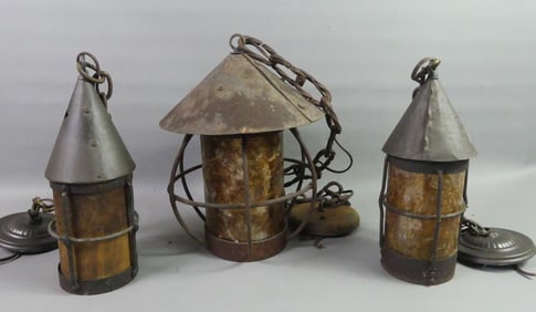 3 ARTS & CRAFTS HANGING LAMPS