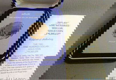 BELIZE $100 GOLD COIN 1983