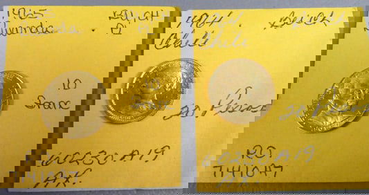 2 GOLD COINS: CHILE & RWANDA