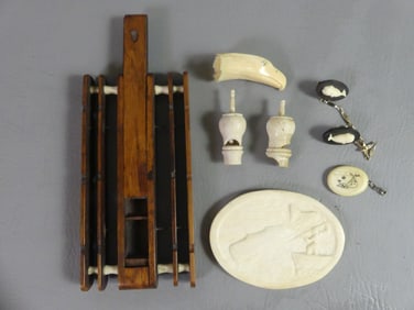 ASSORTED CARVED WHALEBONE LOT