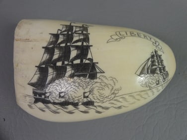 SCRIMSHAW WHALE TOOTH - LIBERTY