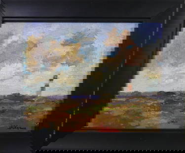 DAVID LAZARUS - LIGHTHOUSE PAINTING: Impessionist oil painting on board of a Nantucket lighthouse, titled verso Sankaty Fall signed D. Lazarus. 8 x 10 in, framed 10.5 x 12.5 in. (David Lazarus b. 1951 is a noted Nantucket artist).
